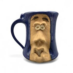 Studio Pottery Funny Face Mug Stoneware Teeth 3D Bonnie Brewert Ugly Long 16oz